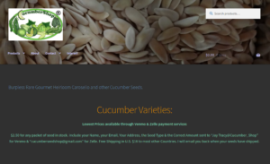 screenshot of Cucumber Shop website