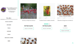 screenshot of Missouri Wildflower Nursery website