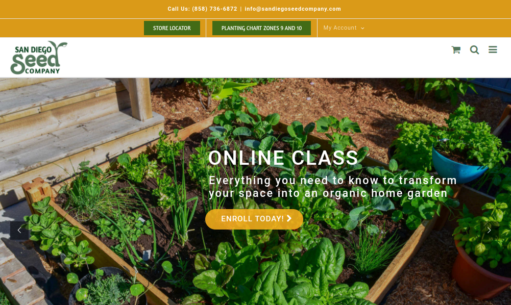 screenshot of San Diego Seed Company website