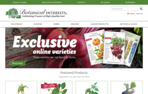 screenshot of Botanical Interests website