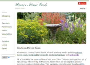 screenshot of Diane’s Flower Seeds website