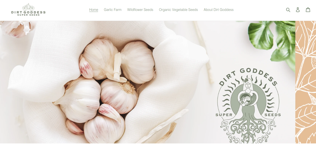 screenshot of Dirt Goddess Super Seeds website