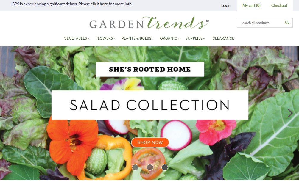screenshot of Garden Trends website