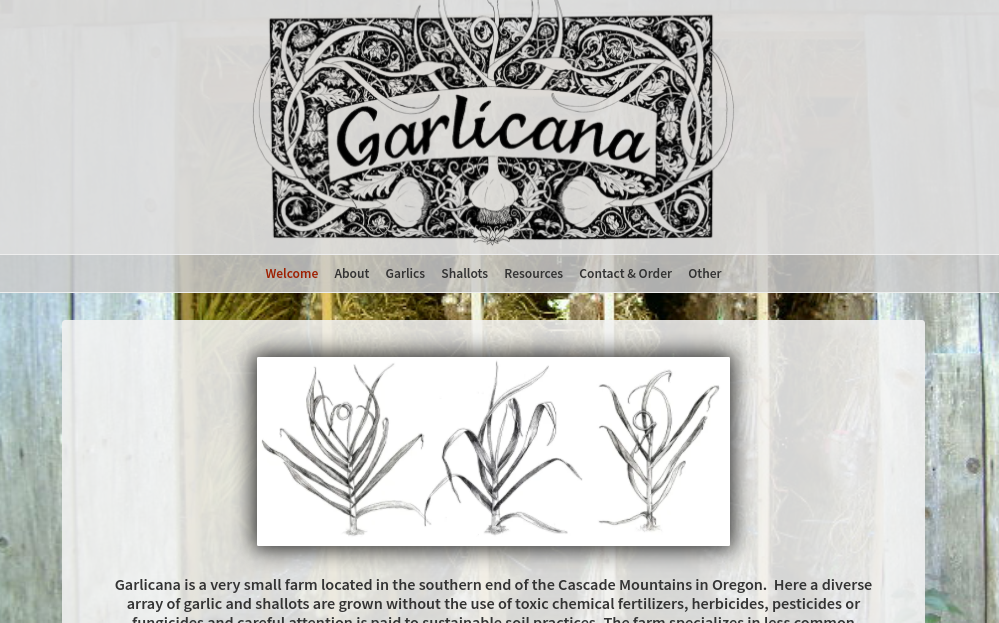 screenshot of Garlicana website