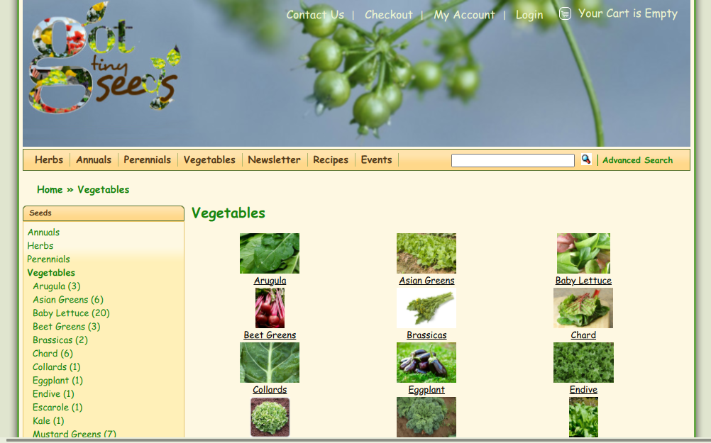screenshot of Got Tiny Seeds website