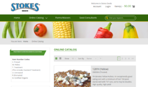 screenshot of Stokes Seeds website